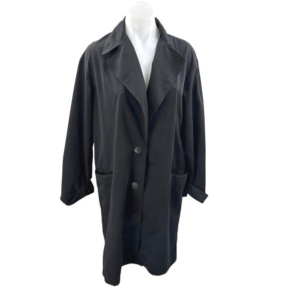 Zara Women's Black Long Sleeve Collared Button Up Trench Coat Jacket Size S - Picture 1 of 4